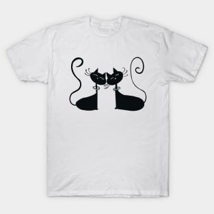Cosmic Cats in Love (Black) T-Shirt